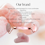 Luxury Rose Quartz Facial Roller and Gua Sha Kit - Beauty Tool For Face Neck Massage, Eye Puffiness Relief, Anti-Ageing